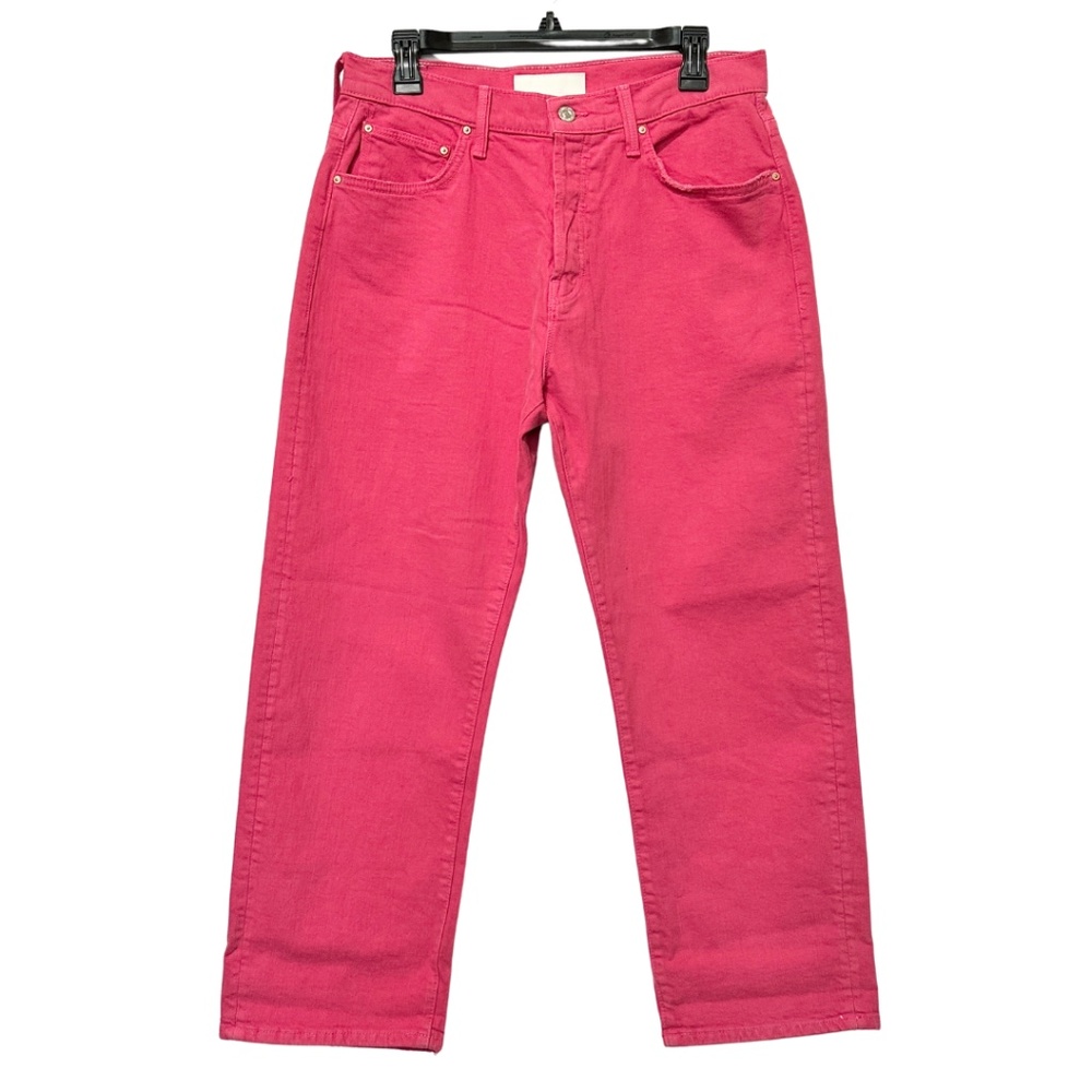 MOTHER The Ditcher Crop Jeans Womens 29 Azalea Hot Pink Button Fly High Rise
